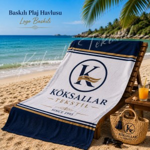 Baskılı Plaj Havlusu Logo Baskılı